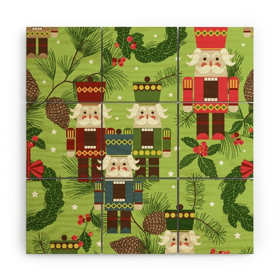 Society6 Sabine Reinhart Nutcracker Gang 3' x 3' Wood Wall Mural