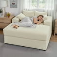 thumbnail image 5 of Advwin Oversized Corduroy Chaise Lounge Chair with Storage Ottoman & Pillows, Modern Deep-Seat Accent Chair Sofa for Living Room, Bedroom, Small Spaces, Beige, 5 of 9