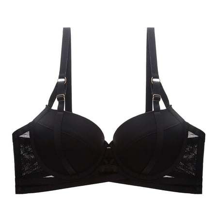 Ploknplq Push Up Bra spaghetti Strap Bra balconette Bras for Women pushup Bras for Women upper Up Adjustable Folding Anti Sagging Anti Sagging and Large Bra brassiere for Women Black 32 Red S