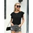thumbnail image 5 of QINCAO Summer Tops for Women 2023 Solid Color Ruffle Short Sleeve Round Neck Tunic Tee Blouse for Women,XL(16-18), 5 of 7