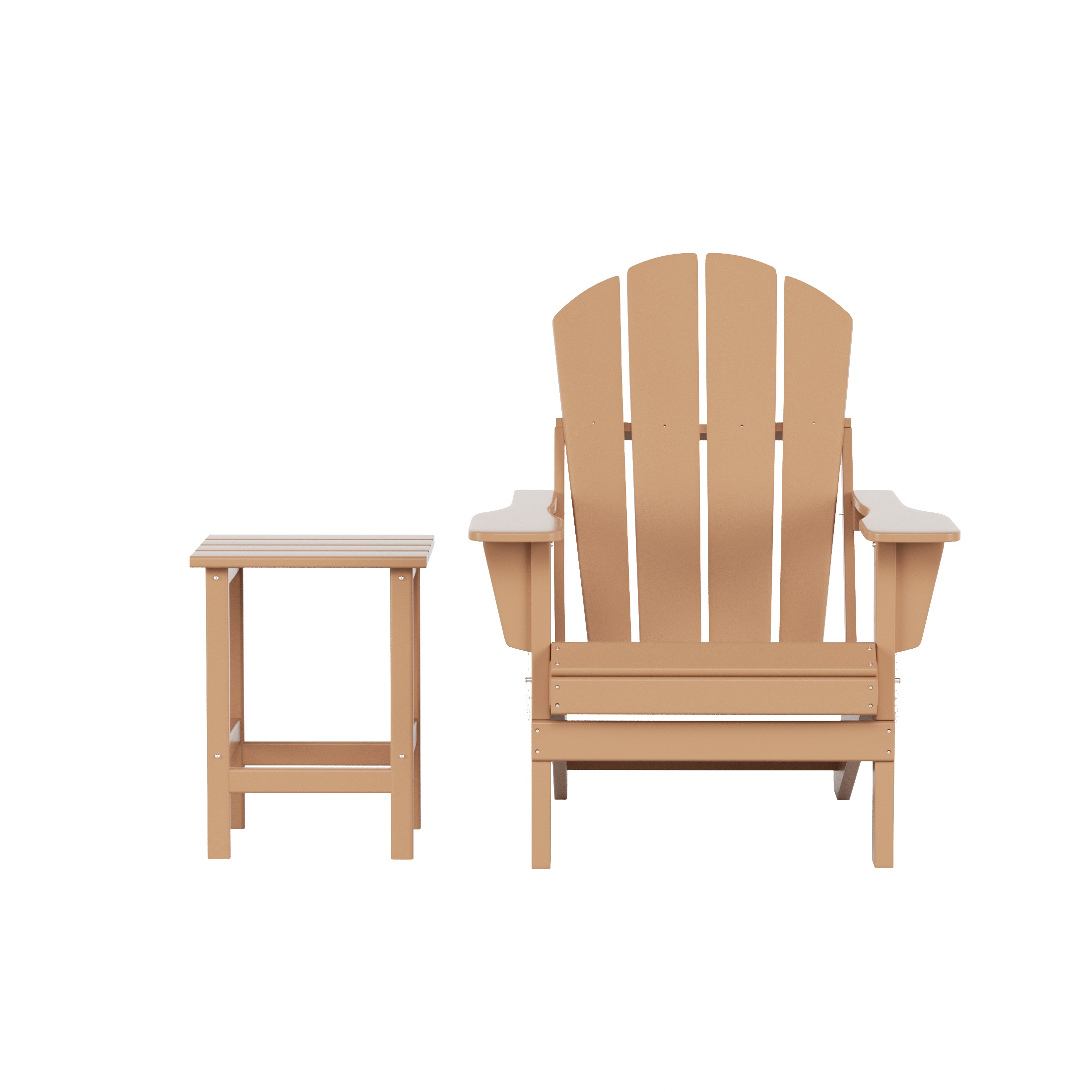 WestinTrends Malibu 2-Pieces Adirondack Chair Set with Side Table, All Weather Outdoor Seating Plastic Patio Lawn Chair Folding for Outside Porch Deck Backyard, Teak - image 4 of 7