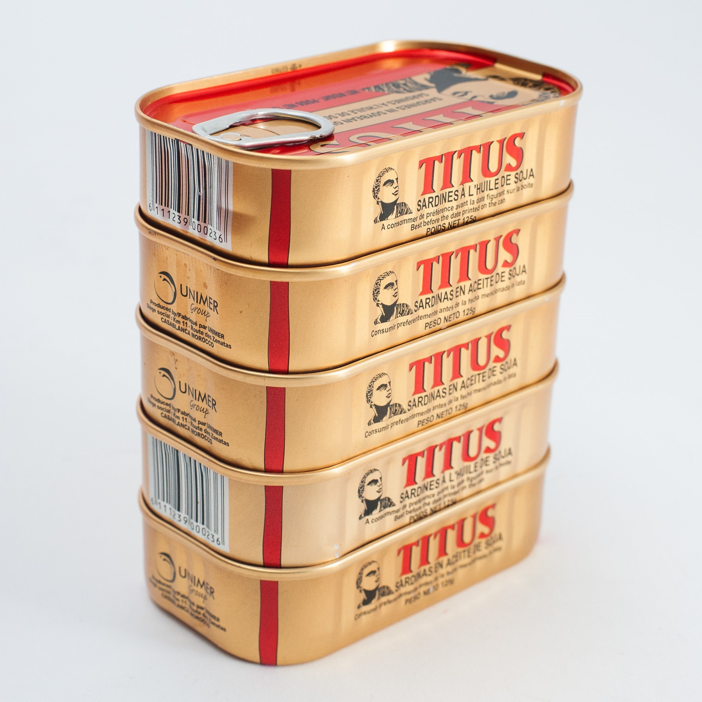 African Delights Titus Sardines in Soybean Oil - Regular - Pack of 5