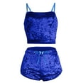 thumbnail image 6 of KDFJPTH Womens Sleeveless Velvet 2 Camisole + Crop Pieces Top Outfit Romper Shorts Women Suits Sets Womens Warm Pajamas, 6 of 8