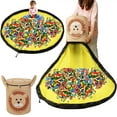 thumbnail image 2 of Foldable Toy Storage Basket with Play Mat, Children Toy Organizer with Anti Dust Lid, Portable Cartoon Drawstring Toy Storage Bucket, Quick Cleanup Container for Store Children's Toys, 2 of 6