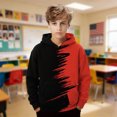 thumbnail image 2 of ZHOGXU Boys Patchwork Gradient Hooded Sweatshirt Long Sleeve Pullover Hoodie With Pocket For Kids Cool Outdoor Daily Wear,Red1,5-6 Years, 2 of 5