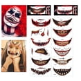 thumbnail image 4 of Tatuajes Temporales 12 piezas de pegatinas de tatuaje de boca grande de Halloween sonrisa extraña para brazo cara mano cuello Likrtyny Cuidado Belleza, 4 of 9