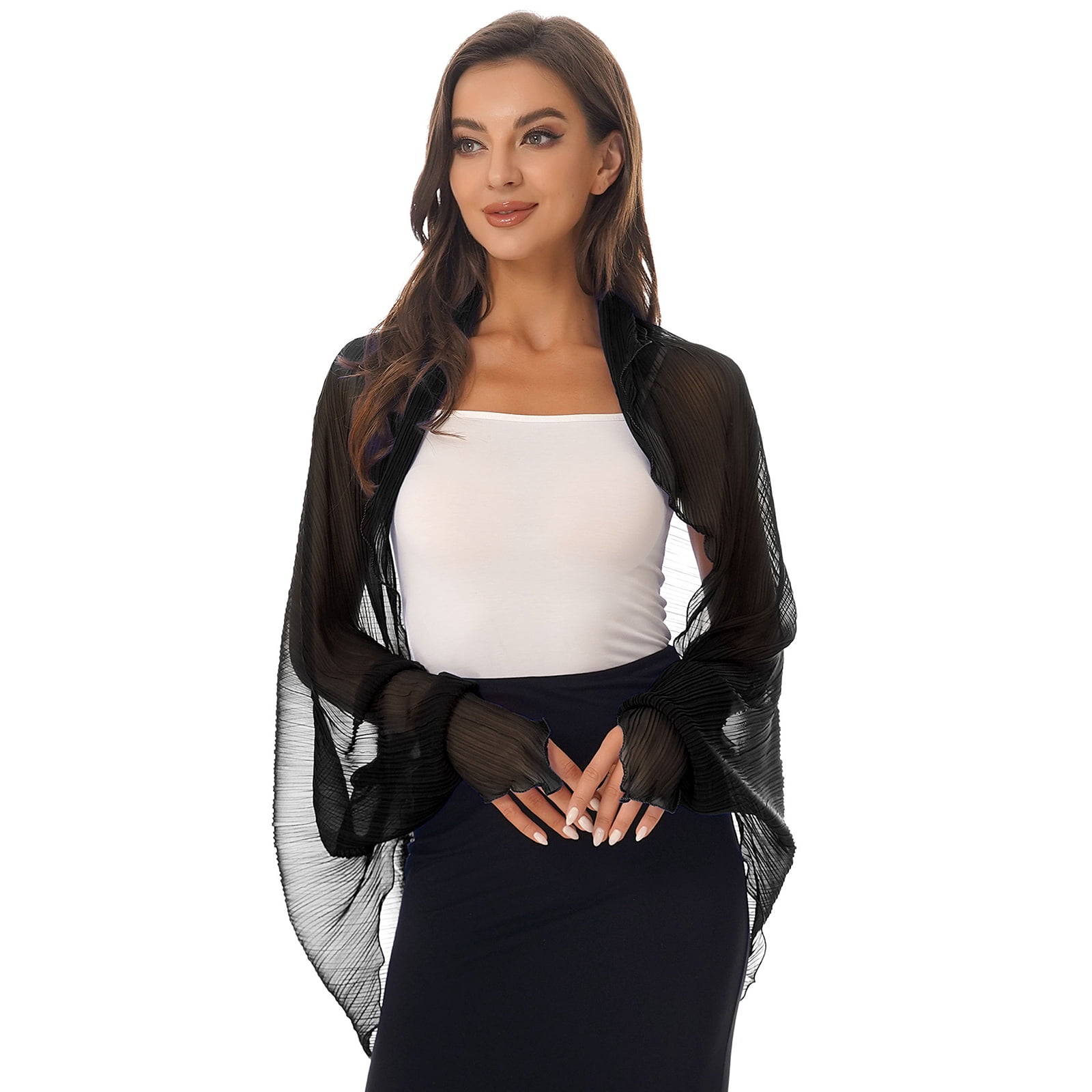 YONGHS Womens Sheer Chiffon Shrugs Boleros Cardigan Shawl Lightweight