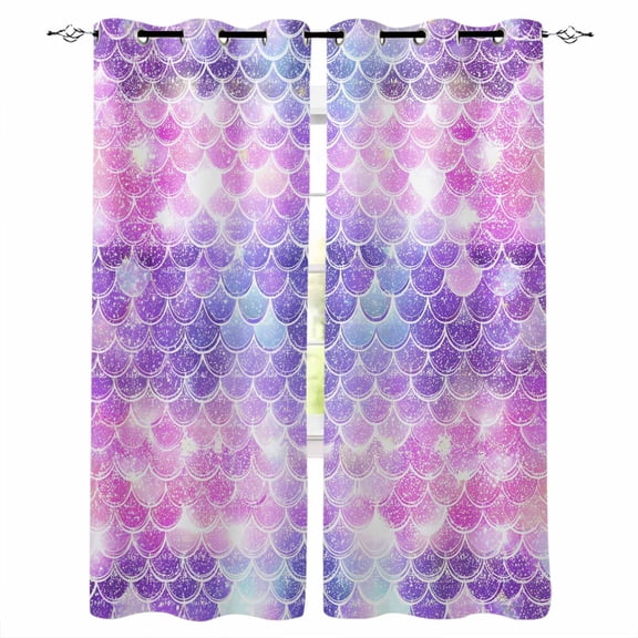 Purple Ombre Blackout Curtains for Bedroom/Living Room, Thermal Insulated Kitchen Curtains, Colourful Gradual Modern Abstract Art Grommet Darkening Window Treatment Drapes 52"x63"x2