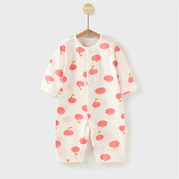 hengsof Newborn Infant Baby Boy Girl Clothes Cute Print Long Sleeve Cotton Romper Jumpsuit One Piece Bodysuit Summer Thin Outfit 0-24M