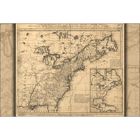 24"x36" Gallery Poster, map of English empire in North America 1755 p2