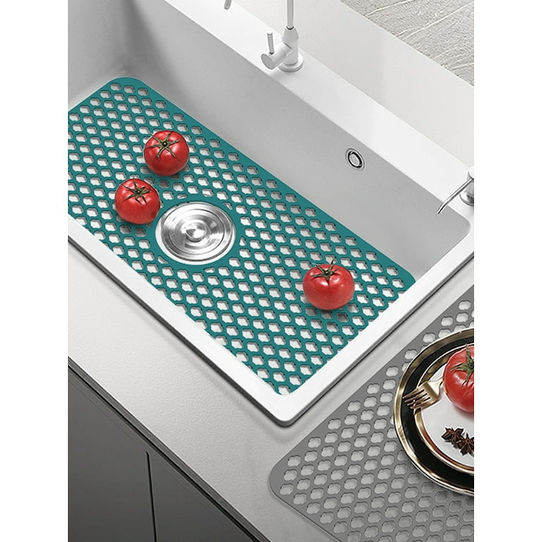 1 Pcs Silicone Sink Mat Drain Mat Multifunctional Wash Basin Mat,gray