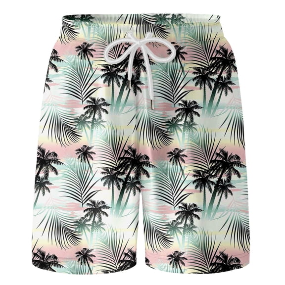 Kiijoy Little Boys Hawaii Beach Swim Trunks Holiday Quick Drying Board Shorts, Sizes 6-18
