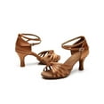 thumbnail image 4 of UKAP Laides Latin Shoe Ankle Strap Sandals Open Toe Dance Shoes Performence Lightweight Dark Brown-7 cm 7.5, 4 of 5
