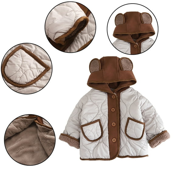Godderr Toddler Baby Hooded Cotton Jacket Winter Coat Newborn Boys Girls Warm Outerwear for 9M-6Y