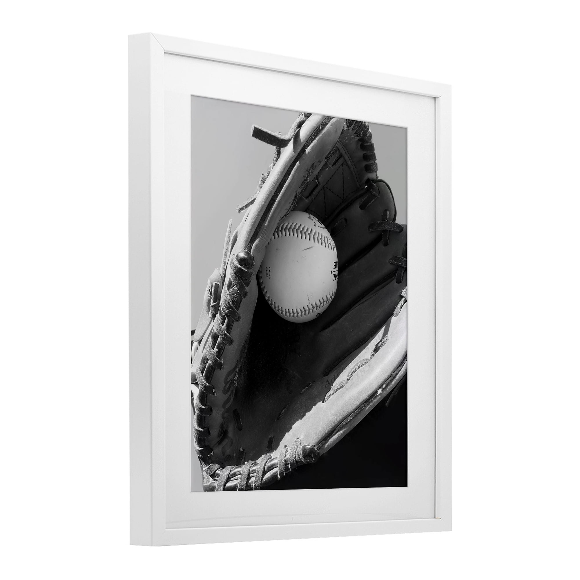 Stupell Industries Nice Catch Baseball White Framed Print Under Glass, design by Marcus Prime