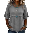 thumbnail image 6 of Womens Short Sleeve Tops Summer 2026 Trendy Boat Day Outfits Dressy Casual Blouses for Work Vacation Mode, 6 of 6