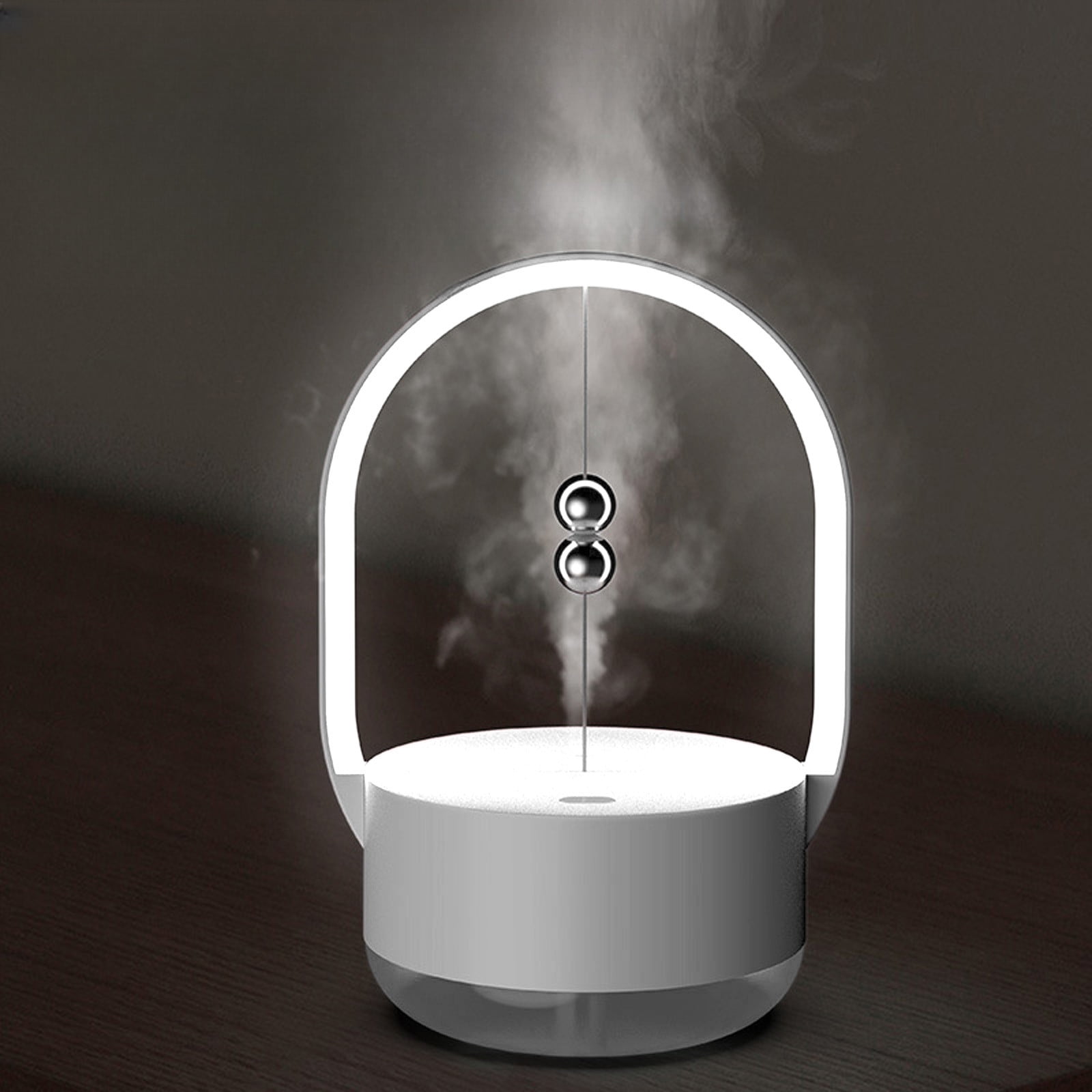 ​Portable Magnetic Ball Humidifier - 350ml USB Rechargeable Cool Mist Humidifier with Night Light - Auto Shut-Off, 8-Hour Runtime, Quiet Operation for Bedroom & Office (7.9")​​ White
