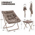 thumbnail image 2 of MoNiBloom 2-Piece Saucer Chair and Folding Footrest Stool Set, Soft Faux Fur Oversized Accent Chair, Metal Frame Moon Chair for Bedroom Living Room, Beige, 2 of 11