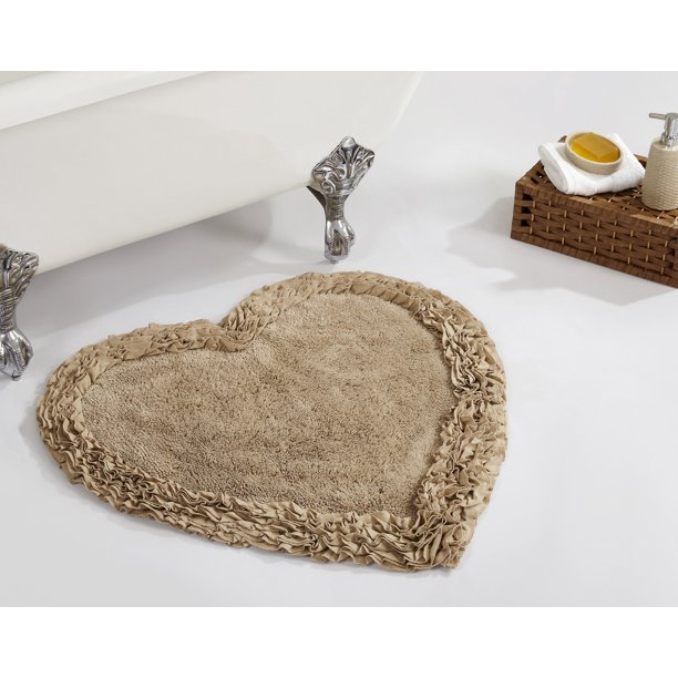 Better Trends Shaggy Border Bath Rug 30" Heart Beige