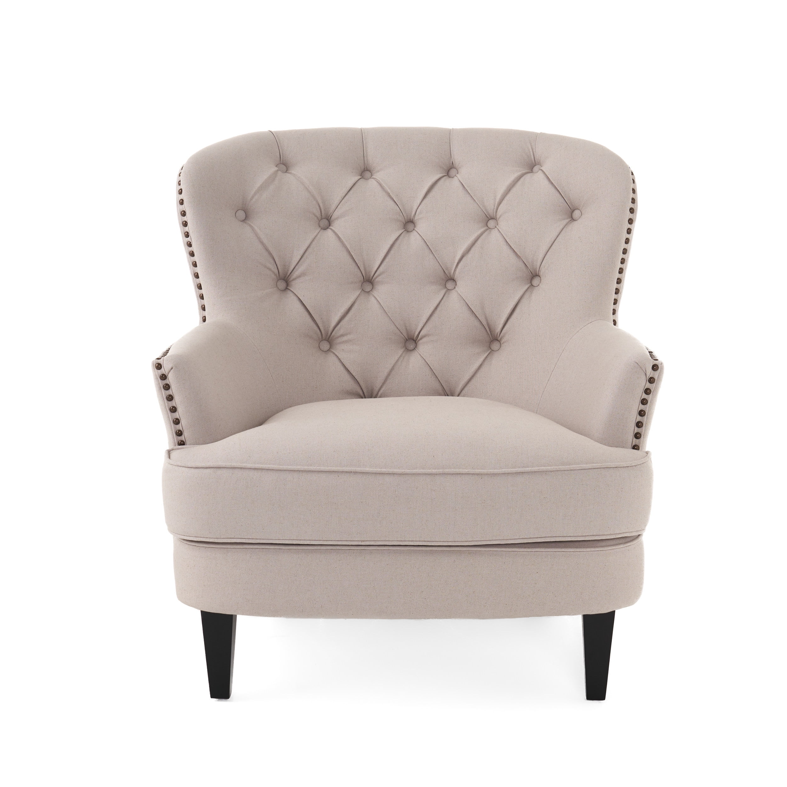 Noble House Gabriel Tufted Fabric Club Chair Color Natural