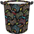 thumbnail image 1 of Cesta de ropa para niños: cesto plegable con temática de videojuegos y organizador de juguetes, ideal para decorar el dormitorio, el baño y la sala de juegos., 1 of 6