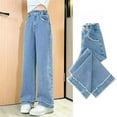 thumbnail image 3 of XXWXYD Clearence Retro Wide Leg Jeans for Tween Girls Distressed Denim Pants Oversized Comfort Fit All-Season Casual Outfits Middle Large Size Trendy Teenager, 3 of 3