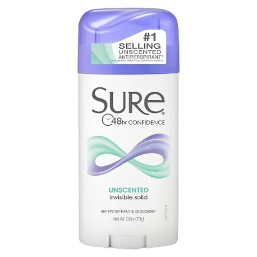 Sure Invisible Solid AntiPerspirant & Deodorant, Unscented 2.6 oz