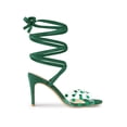 thumbnail image 3 of BLISSFUL STEP Women's Sandals Stiletto Heels Polka Dots Clear Strap Lace up Sandals Green 9, 3 of 7