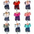 thumbnail image 2 of Blouse à Manches Courtes Imprimée Col en V Ample Chemise Imprimée Femme Haut d'Été, Bleu Clair, L, 2 of 6