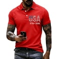 thumbnail image 2 of Evdexr Mens Independence Day Polo Shirts 1776 2026 Button Down Shirts 4th Of July Short Sleeve Stars and Stripes Tops Patriotic Loose Fit Golf T Shirts Red 3XL, 2 of 4