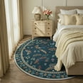 thumbnail image 5 of Moynesa 6' Insect Round Area Rug, Washable Round Rugs Ultra-Thin Non-Slip, Vintage Botanical Accent Large Circle Carpet for Living Room Bedroom Dining Room Playroom, Green, 5 of 11