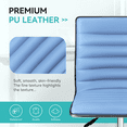 thumbnail image 5 of Furmax Leather Swivel Office Chair - Mid Back Vanity Chair for Makeup Desk, Armless Ribbed Task Chair with Ergonomic Support (Light Blue), 5 of 7