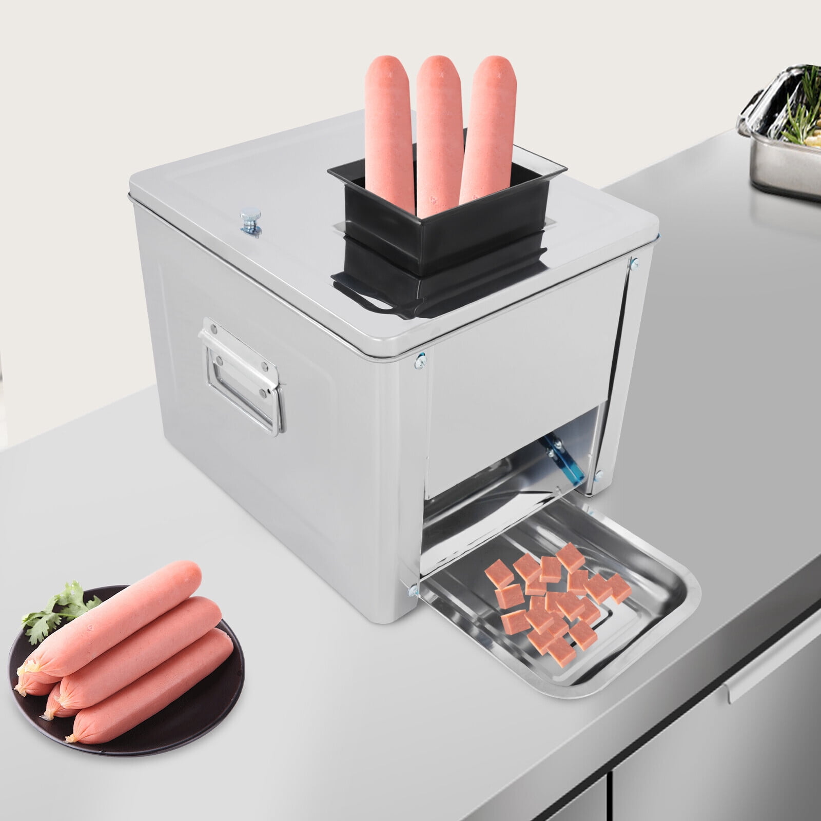 Electric Meat Cutter & Grinder 850W, 330lbs/h Stainless Steel Commercial Meat Slicer Shredder Dicer Machine with 7mm Blade, Heavy-Duty Food Processor for Fresh Meat, Vegetables