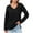 Black, variant on Jalioing Women's Casual Shirts Loose Long Sleeve V Neck Basic T Shirts Side Slit Solid Color Summer Blouses