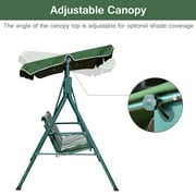 Costway Loveseat Patio Canopy Swing Glider Hammock Cushioned Steel Frame Outdoor Green