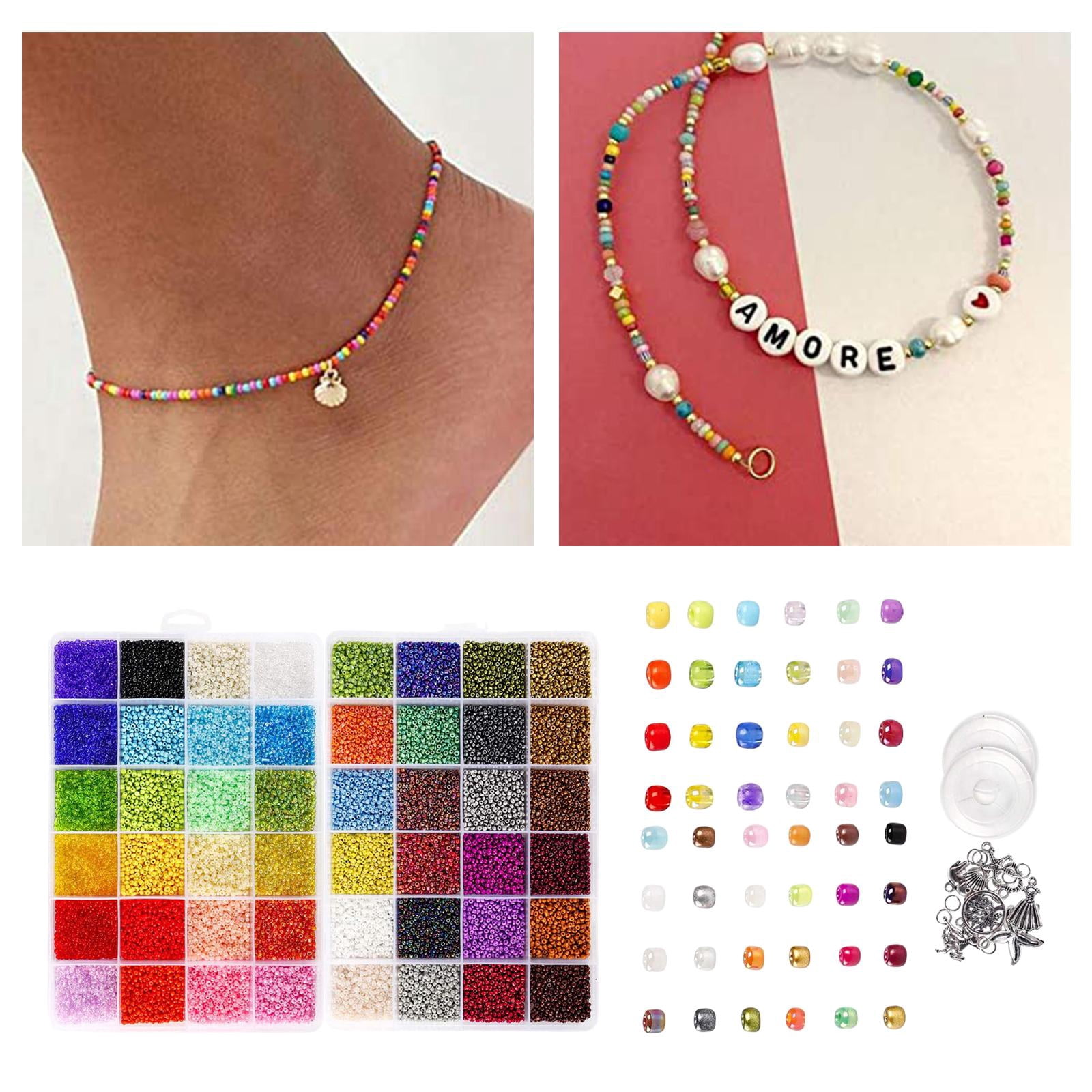1 of box Round Beads Letter Bead Pendant Charms Split Rings Elastic Strings for DIY Bracelets Necklace Bangles Jewelry Making Finding Crafts Supplies