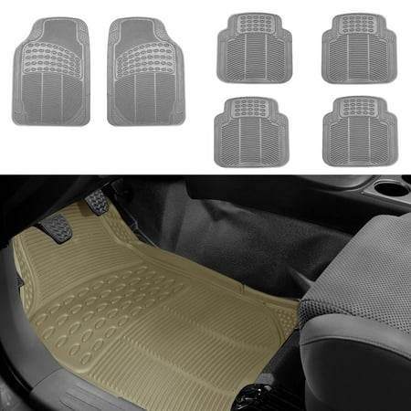 FH Group All Weather 6pcs Rubber Heavy Duty Floor Mats for SUV, Van, 3 Row Full Set,