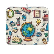 Yayeee Dish Drying Mat for Kitchen Counter 16"x18" Microfiber Absorbent Pad, Beige School