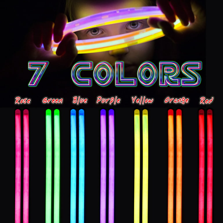24PCS Halloween GLOW in the Dark Sticks 6'' Length Colorful Glow