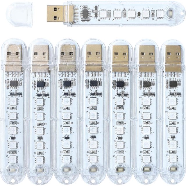 Lámpara USB tu un luz nocturna enchufable pequeña barra de luz LED 5 cuentas de Lámpara paquete de 8 piezas multicolor