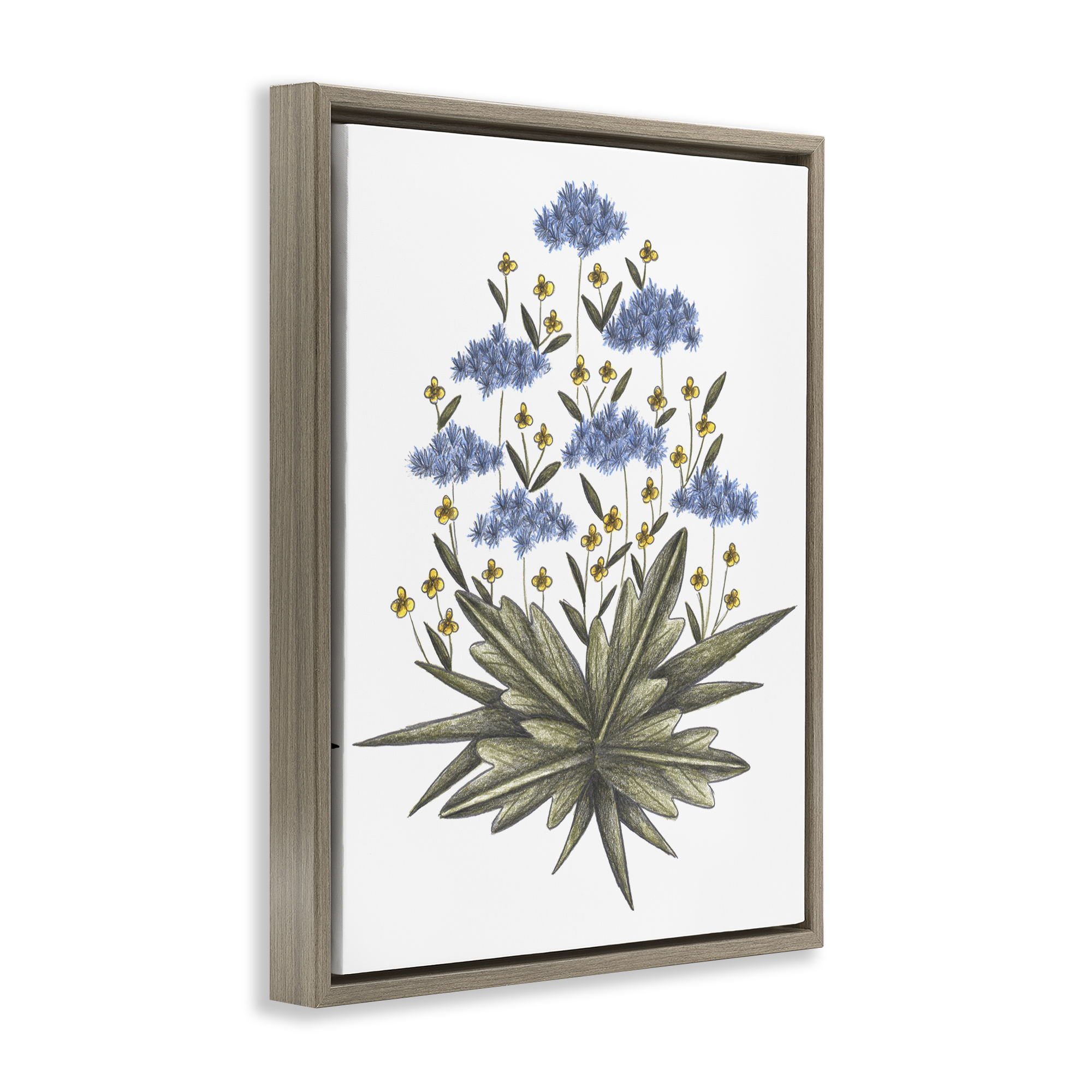 Where Wild Flowers Bloom Brown Framed Floater Canvas Wall Art, design by Cecilia Battaini