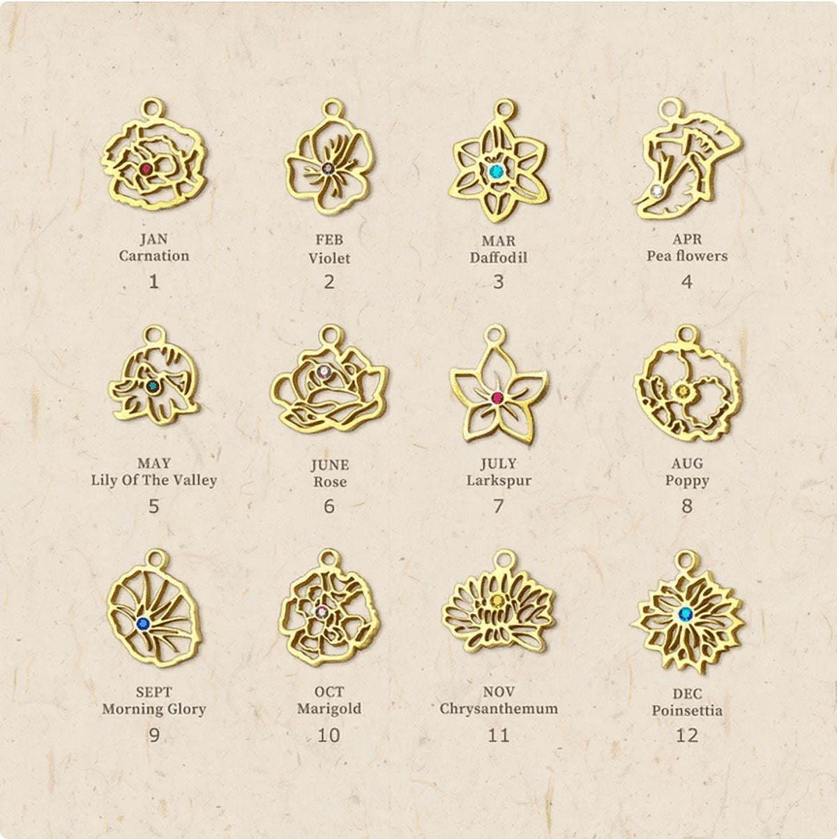 Anavia Personalized Birth Month Flower Dangling Earrings, Floral Earring Jewelry Birthday/Christmas Gifts