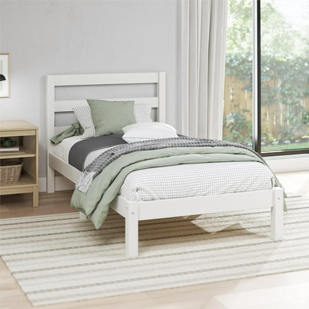 Mainstays Split Rail Wood Bed, Twin, White