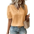 thumbnail image 3 of LilyLLL Womens Short Sleeve V Neck Lace Shirt Casual Workwear Blouse Tops, 3 of 4
