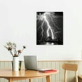 thumbnail image 2 of GOSMITH  Black and White Wall Art Nature Lightning Strikes in The Clouds Painting on Canvas City Night View Picture Print for Home Office Decoration Wall Decor, 2 of 4