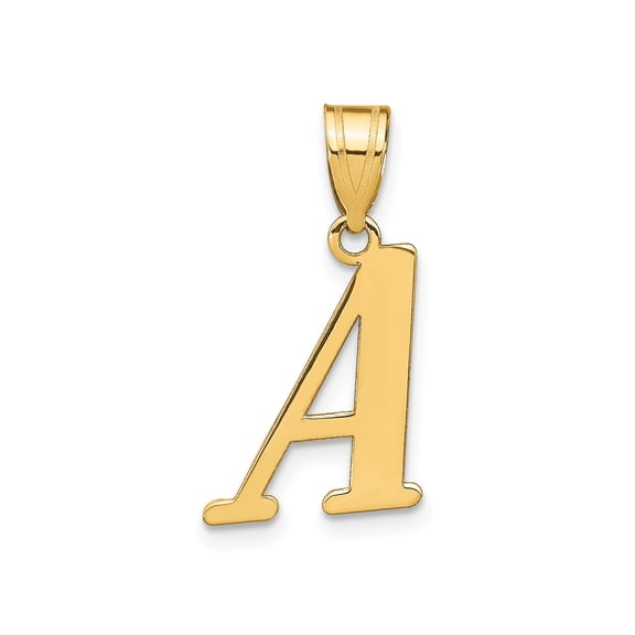 14k Yellow Gold Letter A Initial Pendant Charm, Polished Monogram for Women
