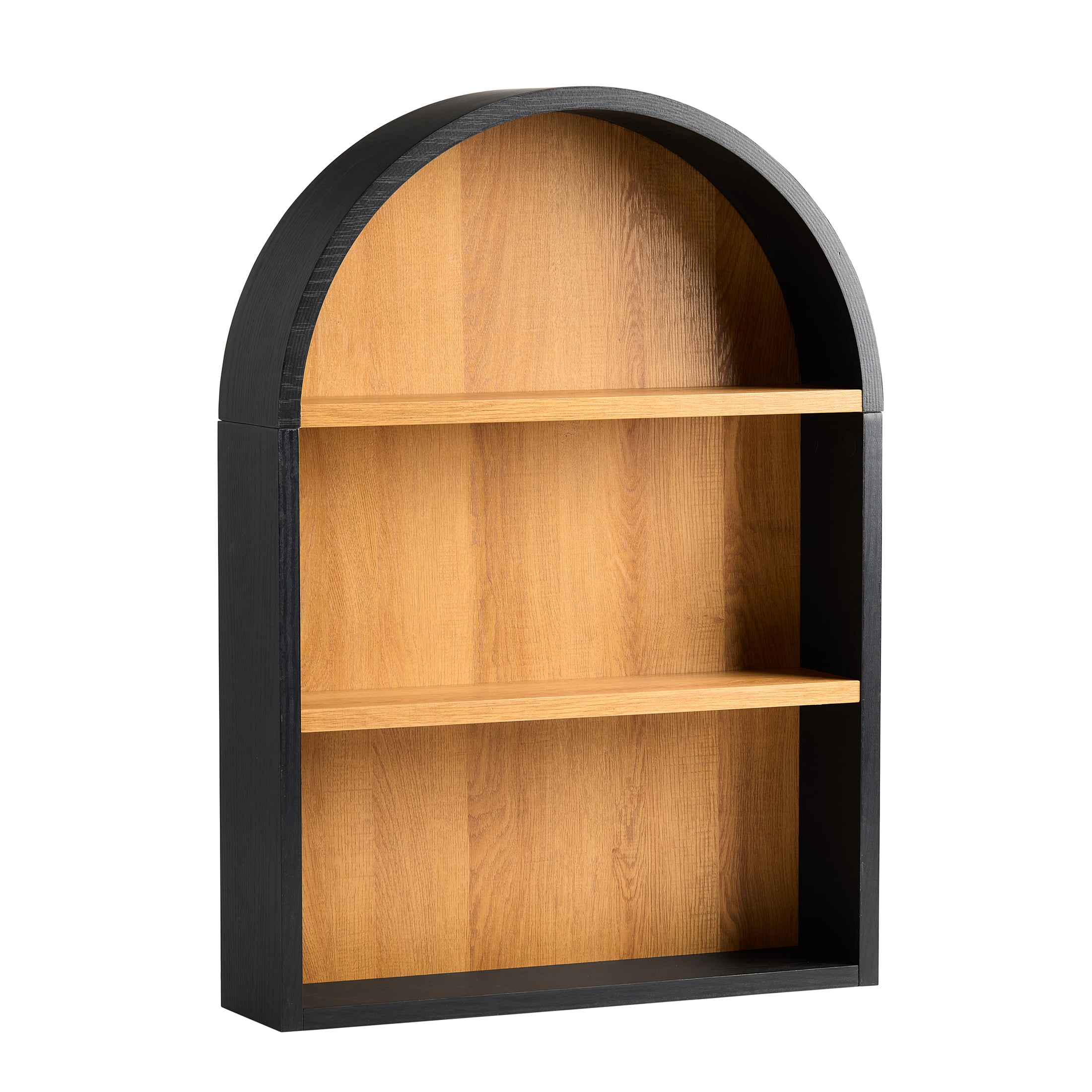 Better Homes & Gardens 20-Inch Arch Floating Shelf in Black Wood and Light Honey Finish