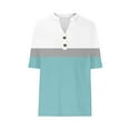 thumbnail image 6 of GaThRRgYP Women's Short Sleeve Tops for Summer Casual Look,Women Fashionable and Comfortable Fashion Casual Button V-Neck T-shirt Loose and Elastic Non Positioning Printing Top Light Blue XL, 6 of 6