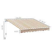 Outsunny 10 x 8 Retractable Awning, Patio Awnings, Sunshade Shelter w/ Manual Crank Handle, UV & Water-Resistant Fabric and Aluminum Frame for Deck, Balcony, Yard, Beige Stripes