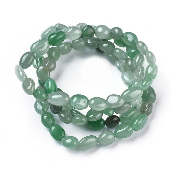 Natural Green Aventurine Bead Stretch Bracelets Tumbled Stone Inner Diameter: 2~2-1/4 inch(5.2~5.6cm)